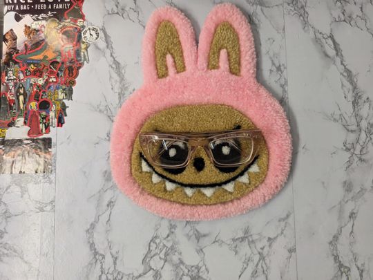 Labubu Tufted Rug Wall Hanging Pink Table Decor