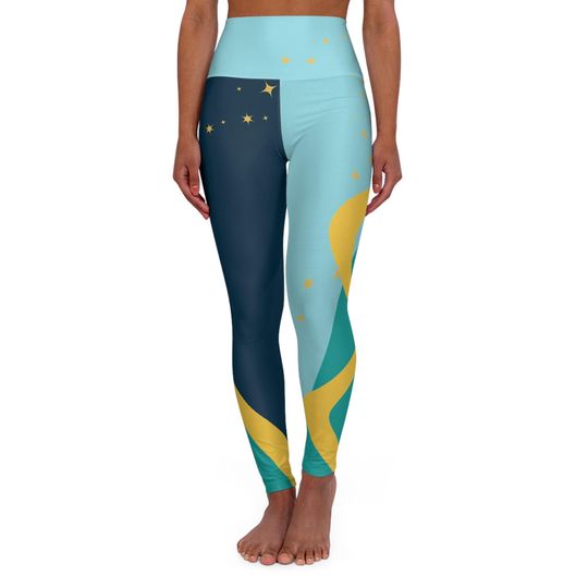Color Blocked High Waist Yoga Leggings for Women