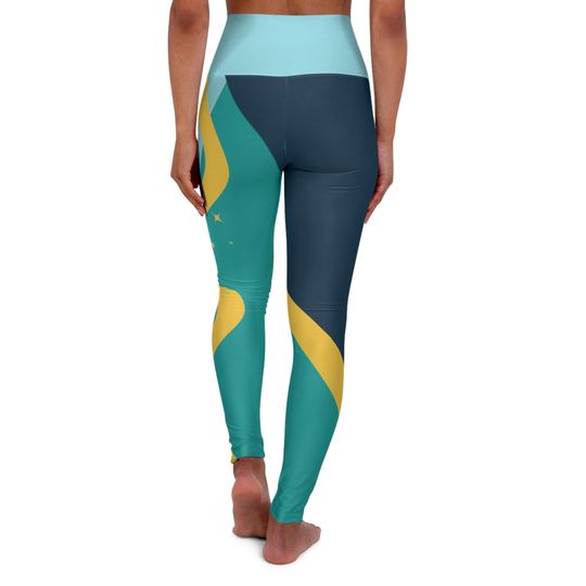 Color Blocked High Waist Yoga Leggings for Women