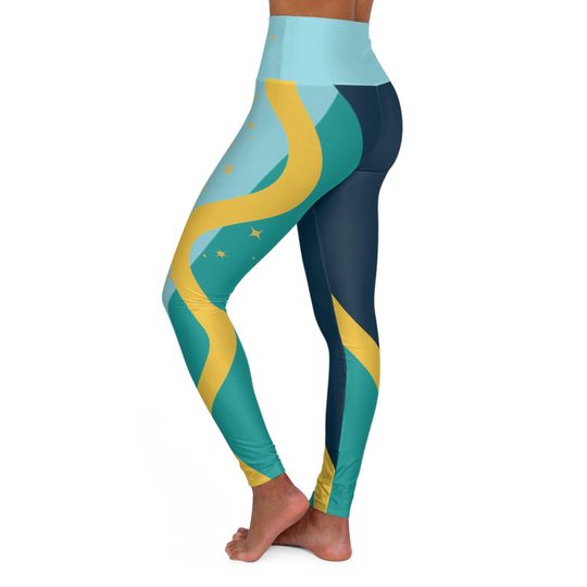 Color Blocked High Waist Yoga Leggings for Women
