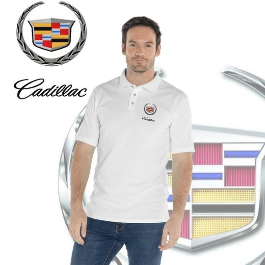 Cadillac Logo Polo Embroidery Gm Shirt Men