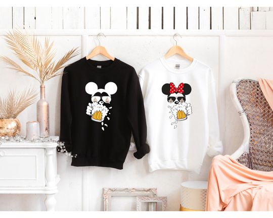 Mickey Beer ,Minnie Beer , Disney couple sweatshirt , Drinking Around the world checklist