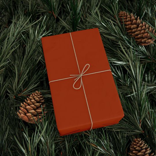 Burnt Orange Gift Paper| Dark orange Roll Wrapping Paper| Christmas Gift Paper| Solid wrapping paper | Minimalist Holiday Gift Wrap| Fall