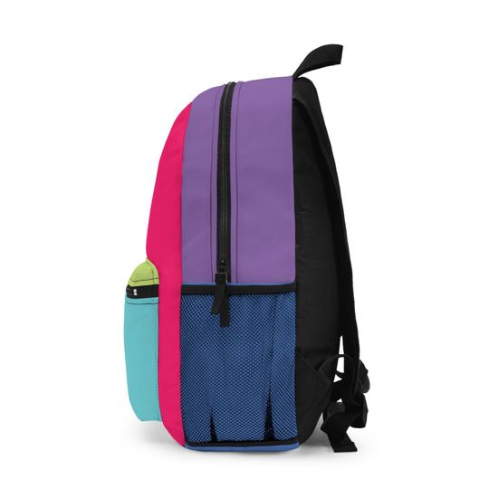 Colorful Lightweight Color Block Backpack | Vibrant Polyester School Bag | Adjustable Straps & Blank Name Tag | Durable Daily Use
