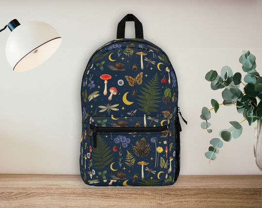 Cute Cottagecore backpack, Mushroom backpack, Overnight Bag, Back to school