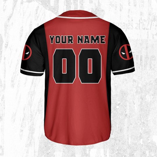 Personalize Deadpool Suit Red Black, Custom Name Superhero