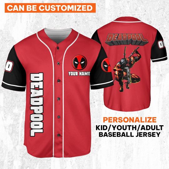 Personalize Deadpool Black Red Awesome, Custom Name Superhero