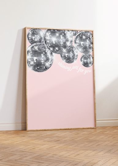 Mirrorball Pink Y2K Poster | Printable Wall Art
