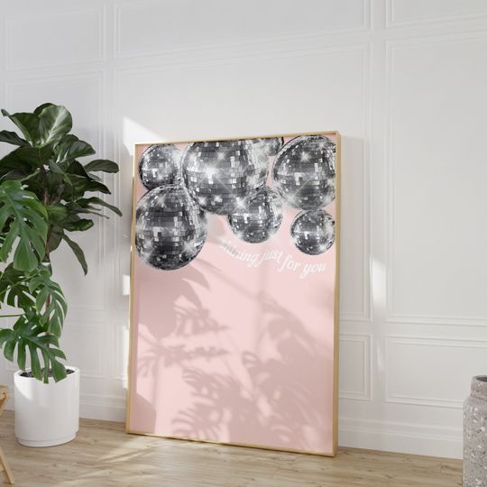 Mirrorball Pink Y2K Poster | Printable Wall Art