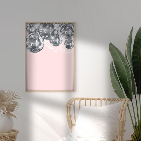 Mirrorball Pink Y2K Poster | Printable Wall Art