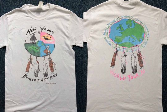 Neil Young Tee 1993 Neil Young Booker T & The MG's World Tour T-Shirt