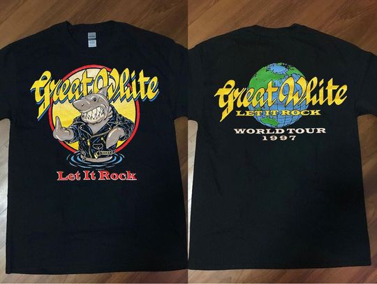 Great White Let It Rock World Tour 1997 T-Shirt, 90s Great White World Tour T-Shirt