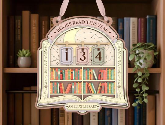 Personalized Celestial Reading Tracker Sign | Bookshelf Constellation Night Sky Decor | Reading Lover Gift