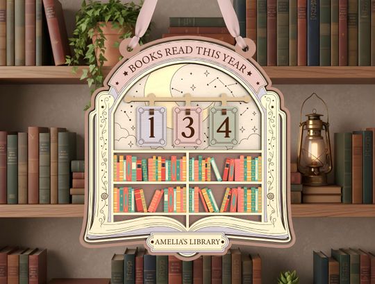 Personalized Celestial Reading Tracker Sign | Bookshelf Constellation Night Sky Decor | Reading Lover Gift