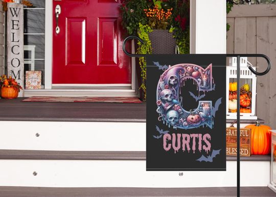 Personalized Halloween Garden Flag with Spooky Gothic Details