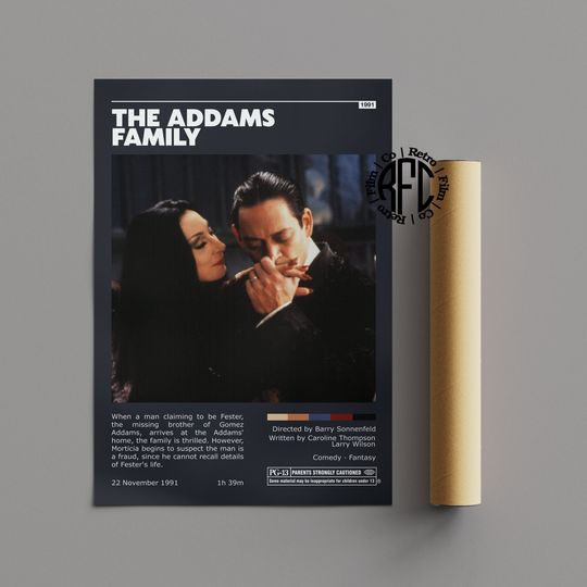 The Addams Family Retro Vintage Vertical Poster | Minimalist Movie Wall Art | Classic Art Print for Home Decor