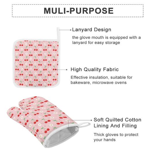 Oven Mitts & Pot Holder Set of 3 (Multi-image Splicing)