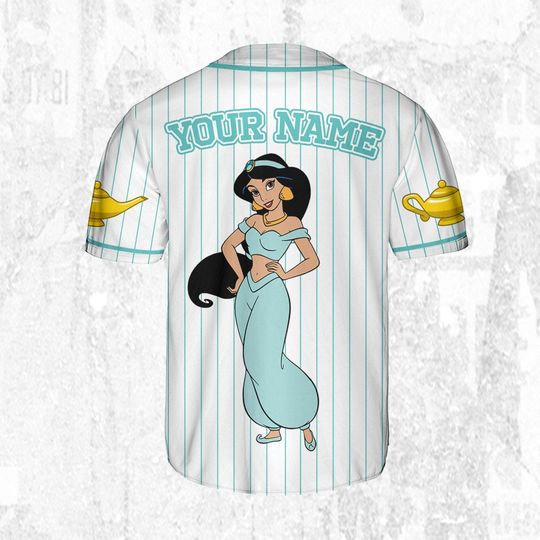 Custom Disney Princess Jasmine Aladdin Jersey, Disney Baseball Jersey