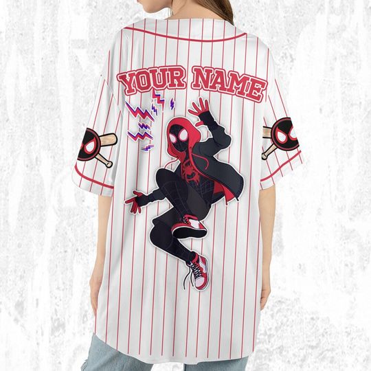 Custom Disney Spiderman Spiderverse Miles Morales Baseball Jersey