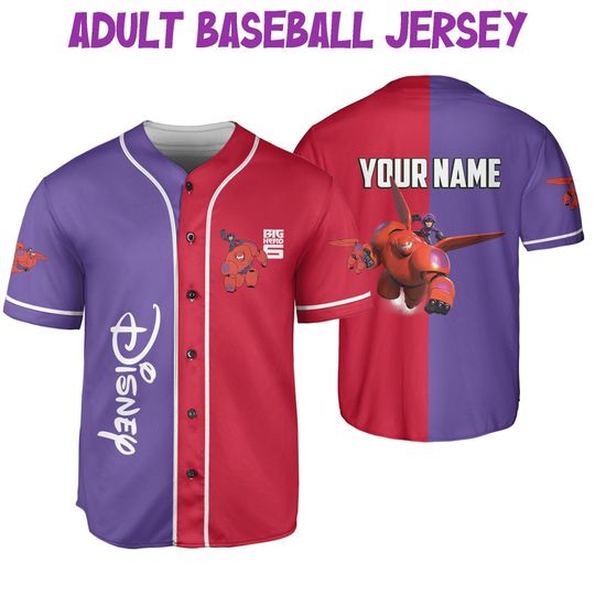 Personalized Disney Big Hero 6 BayMax And Hiro, Custom Big White Robot Baseball Jersey