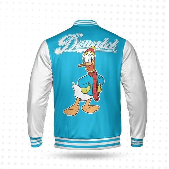 Custom Winter Donald Basic Happy Jacket, Personalized Disney Varsity - Windproof Knit Fabric, Snap Button, Unisex Gift