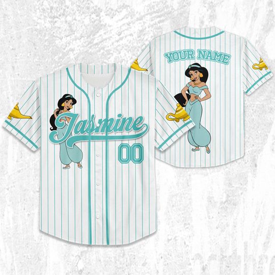 Custom Disney Princess Jasmine Aladdin Jersey, Disney Baseball Jersey