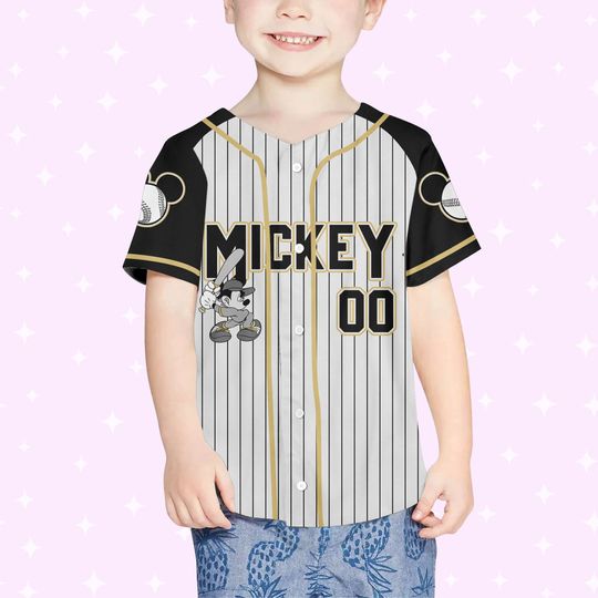 Personalize Disney Mickey Black Grey Color Jersey, Personalized Disney