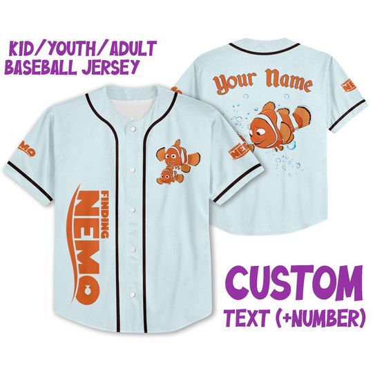 Personalized Disney Finding Nemo Marlin And Nemo, Disney Baseball Jersey Sports