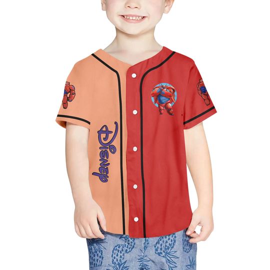 Personalized Disney Big Hero 6 BayMax Strong Baseball Jersey, Custom Big White Robot