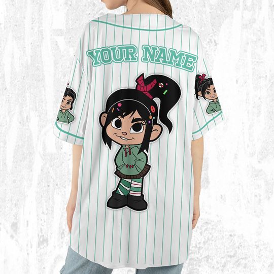 Custom Disney Wreck it Ralph Vanellope Simple Stripe Jersey, Disney Baseball Jersey