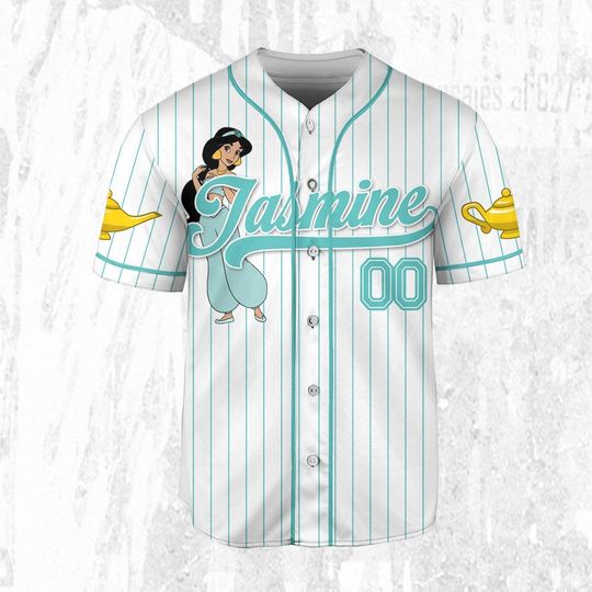 Custom Disney Princess Jasmine Aladdin Jersey, Disney Baseball Jersey