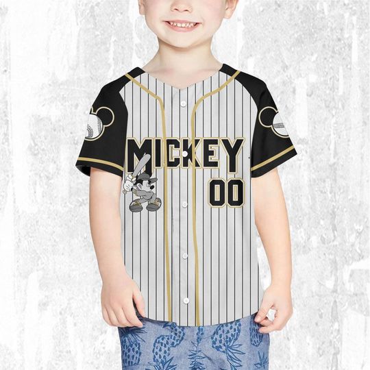 Personalize Disney Mickey Black Grey Color Jersey, Disney Baseball Jersey