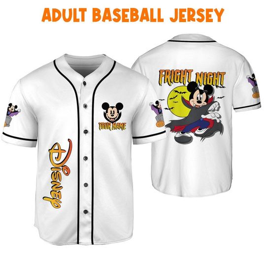 Personalized Horror Disney Mickey Mouse Fright Night, Disney Baseball Jersey Sports