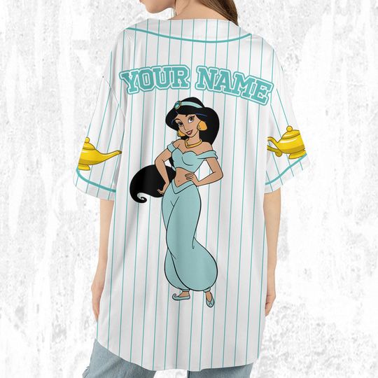 Custom Disney Princess Jasmine Aladdin Jersey, Disney Baseball Jersey