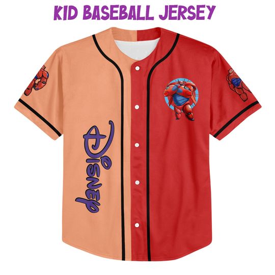 Personalized Disney Big Hero 6 BayMax Strong Baseball Jersey, Custom Big White Robot