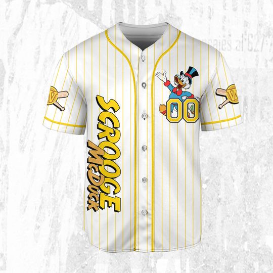 Custom Ducktales Scrooge Mcduck Classic Binding Jersey, Disney Baseball Jersey Sports