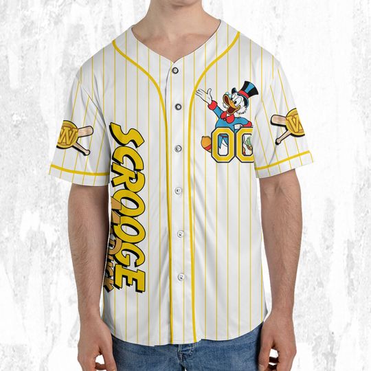 Custom Ducktales Scrooge Mcduck Classic Binding Jersey, Disney Baseball Jersey Sports