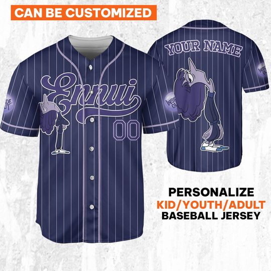 Custom Disney Inside Out Ennui Simple Navy Baseball Jersey, Disney Baseball Jersey