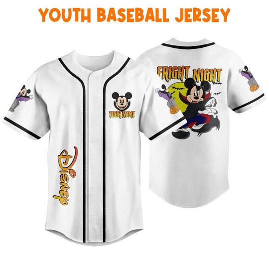 Personalized Horror Disney Mickey Mouse Fright Night, Disney Baseball Jersey Sports, Cute Gifts For Fans Disney