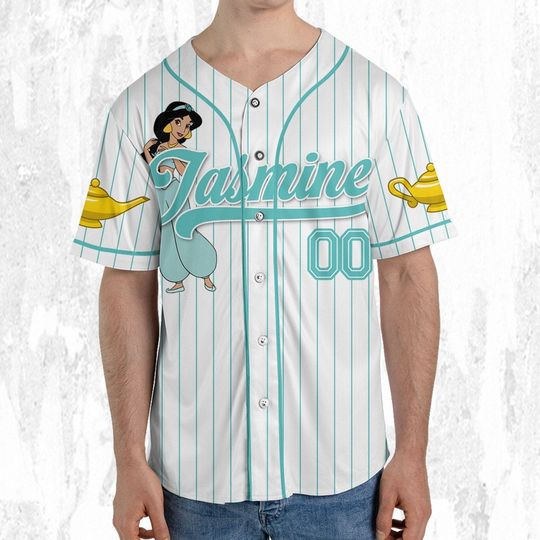 Custom Disney Princess Jasmine Aladdin Jersey, Disney Baseball Jersey
