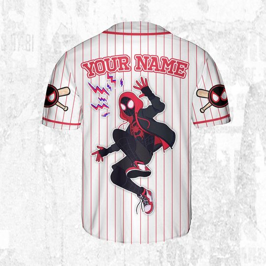 Custom Disney Spiderman Spiderverse Miles Morales Baseball Jersey