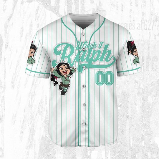 Custom Disney Wreck it Ralph Vanellope Simple Stripe Jersey, Disney Baseball Jersey