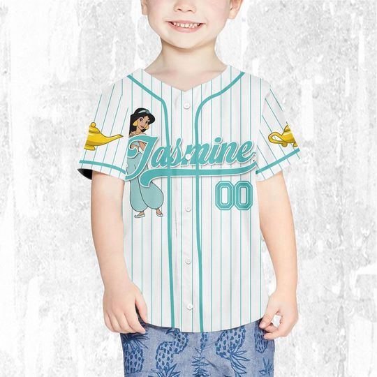 Custom Disney Princess Jasmine Aladdin Jersey, Disney Baseball Jersey
