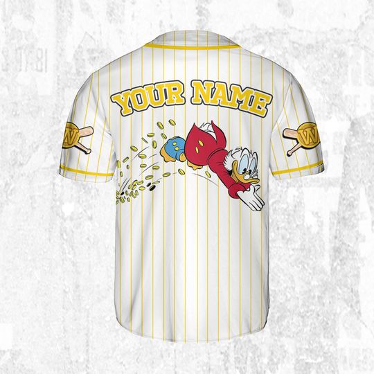 Custom Ducktales Scrooge Mcduck Classic Binding Jersey, Disney Baseball Jersey Sports