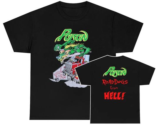 Poison 1990 Flesh and Blood Road Dogs From Hell Tour Shirt