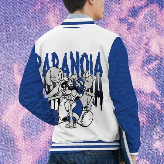 AJ 12 Blueberry Unisex Varsity Jacket, Paranoia BER Varsity Custom, Personalized Varsity Jacket