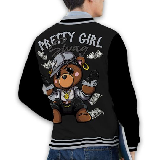 AJ 12 Wolf Grey Unisex Varsity Jacket, Pretty BERNIE Varsity Jacket, Custom Baseball Jacket