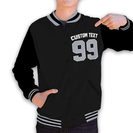 AJ 12 Wolf Grey Unisex Varsity Jacket, Pretty BERNIE Varsity Jacket, Custom Baseball Jacket