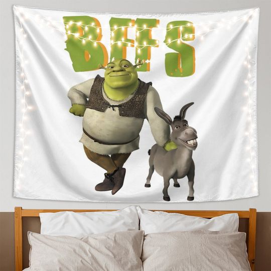 Shrek BFFS Meme Tapestry - Funny Aesthetic Tapestries for College Dorm Decor