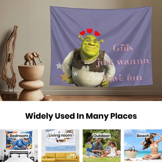 Funny Meme Tapestry Shrek Tapestry, Wall Hanging Aesthetic Art Tapestries